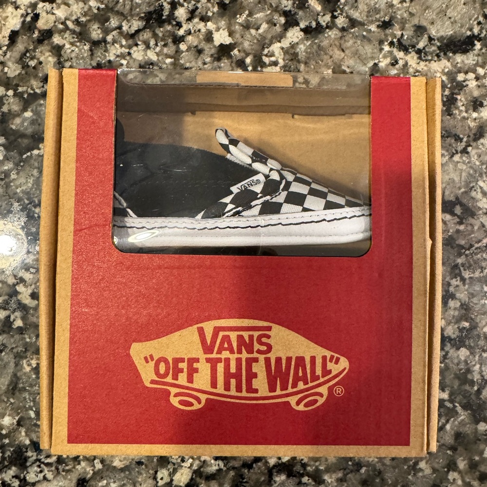 Vans Black and White Checkerboard Slip-On V Crib Shoes